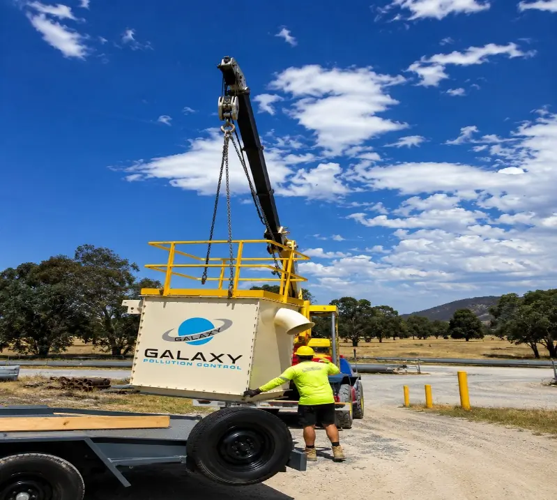 Crane lifting Galaxy Pollution Control unit during decommissioning project
