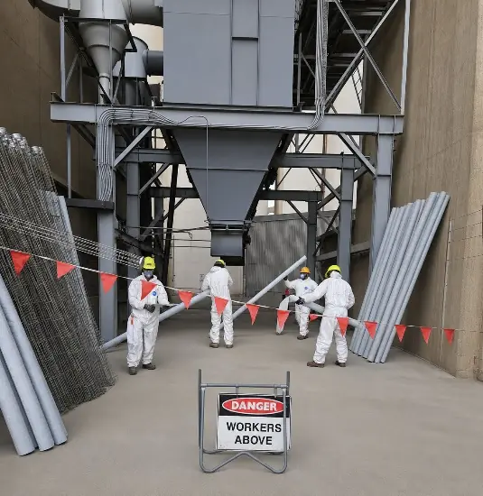 GPC technicians in PPE performing on-site maintenance with safety cordons
