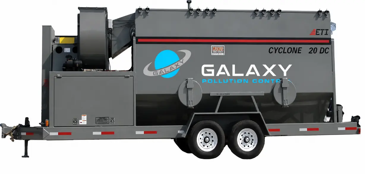 Cyclone 20 DC hire dust collector on trailer